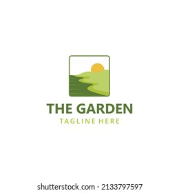 Illustration abstract nature landscape farm logo design