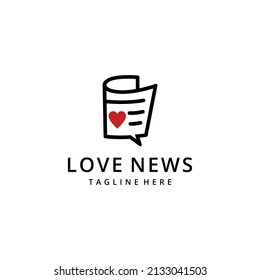 Illustration abstract newsletter with bubble talk and heart sign logo design
