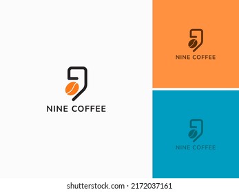 ILLUSTRATION ABSTRACT NINE MIT ELEMENT COFFEE LOGO DESIGN EINFACHER VEKTOR GUT FÜR MARKE, KAFFEE SHOP