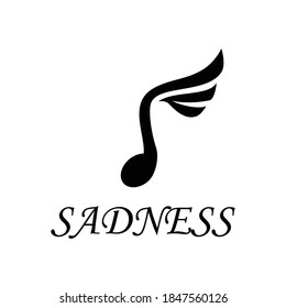 Illustration abstract note music with sad eye logo for sadness song design vector