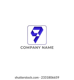ILUSTRACIÓN NÚMERO ABSTRACTO 9 COLOR AZUL GRADIENTE LOGO GEOMÉTRICO DISEÑO DE PLANTILLA DE ICONO