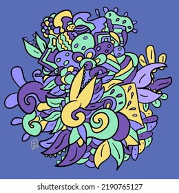 illustration of abstract object in yellow, green, blue. suitable for flyer, poster, etc