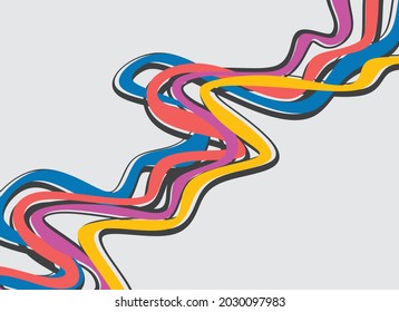 An illustration of abstract oil paint with waving line pattern