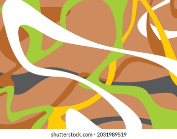 An illustration of abstract oil paint with waving line pattern