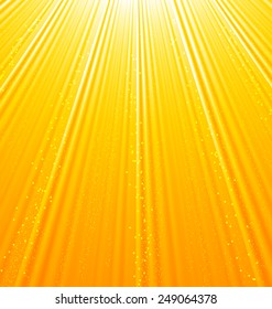 Illustration abstract orange background with sun light rays - vector