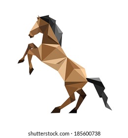 Illustration of abstract origami brown horse