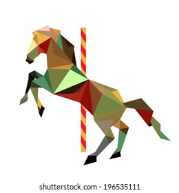 Illustration of abstract origami carousel horse