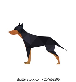 Illustration of abstract origami doberman dog