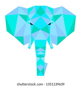 Illustration of abstract origami elephant - Vector eps 10 green and blue