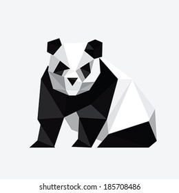 Illustration of abstract origami panda bear