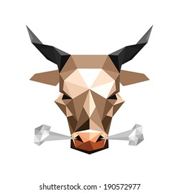 Illustration of abstract origami wild steam bull