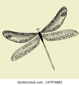 Illustration With Abstract Ornamental Dragonfly