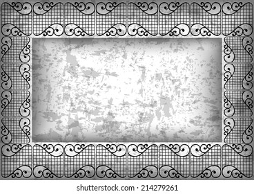 Illustration of abstract ornate frame on grunge background 