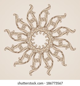 Illustration of abstract ornate pattern in light and dark brown colors