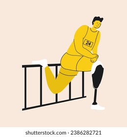 An illustration of an abstract Paralympic athlete stretching his legs