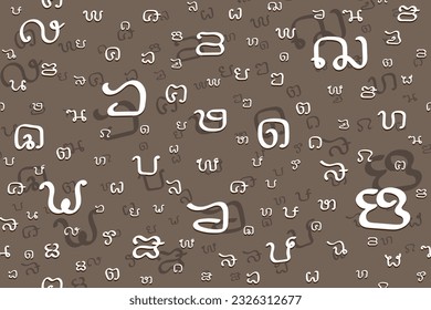 Illustration, Abstract pattern of the Ancient Thai characters There is no content or meaning in the image. Use it as a background.