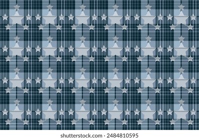 Illustration, Abstract pattern of sweater weaving style with star on deep blue color background.