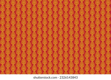 Illustration, Abstract pattern of Thai art on red background.
