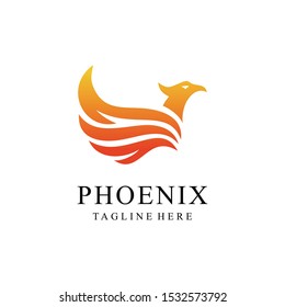 Illustration abstract Phoenix bird with fire flame luxury Logo design vetor template