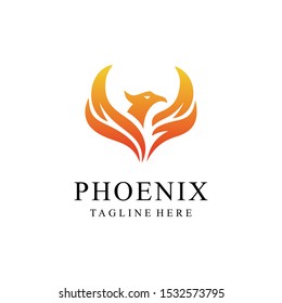 Illustration abstract Phoenix bird with fire flame luxury Logo design vetor template