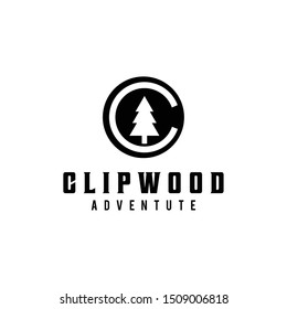 Illustration of abstract pine tree inside the letter C in a circle logo design