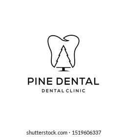 Illustration of an abstract pine tree that is made modern and clean with dental sign.