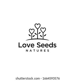 Illustration Of Abstract Plant Growing With Heart Flower Logo Design