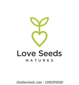 Illustration of abstract plant growing on a heart mark logo design