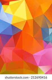 Illustration of abstract polygonal background in bright colors
