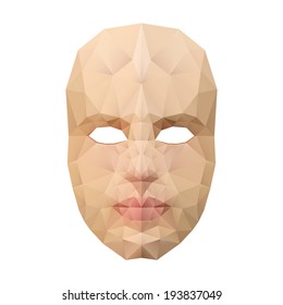 Illustration of abstract polygonal face mask on white background