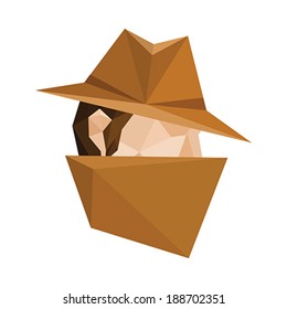  Illustration of abstract polygonal spy character