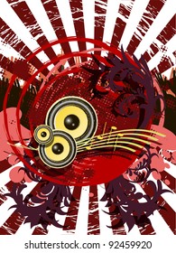 illustration of an abstract red background music