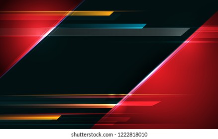 Illustration of abstract red and black metallic with light ray and glossy line. Metal frame design for background. Vector design modern digital technology concept for wallpaper, banner template