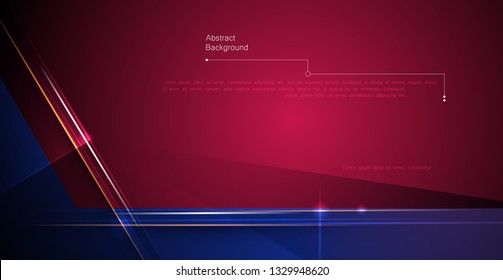 Illustration of abstract red, blue and black metallic with light ray and glossy line. Metal frame design gradient color for background. Vector design modern digital technology concept