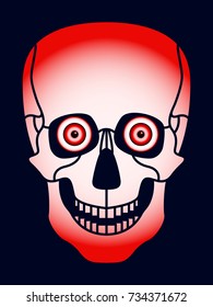 Illustration of the abstract red cartoon skull icon
