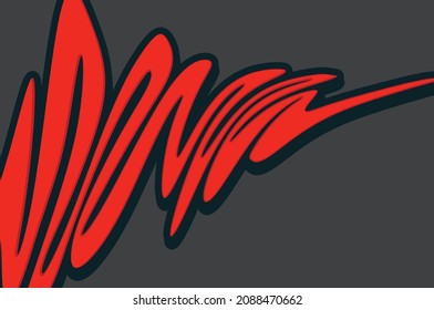 An illustration of abstract red oil paint with waving line pattern and some copy space area
