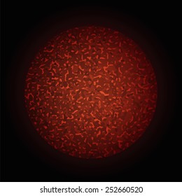  illustration  with abstract red sphere on dark background
