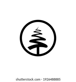 Illustration abstract retro vintage circle pine tree logo design