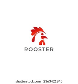 ILLUSTRATION ABSTRACT ROOSTER CHIKEN GRADIENT RED COLOR LOGO ICON SIMPLE DESIGN VECTOR
