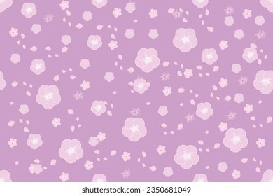 Illustration, Abstract sakura flower and petal fall with soft violet background.