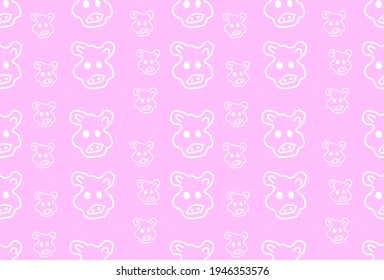 Illustration abstract Seamless pattern pig animal pink background cartoon style graphic