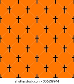 Illustration Abstract Seamless Texture with Crosses of Graves - Vector