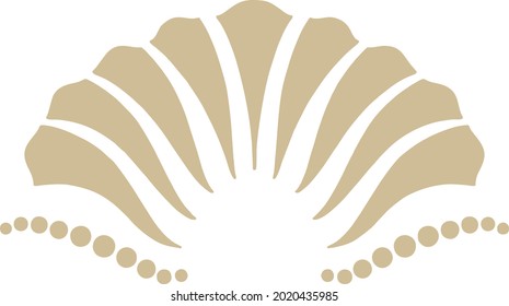 Ilustración del logotipo abstracto de conchas marinas con línea de perlas en vector