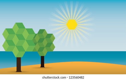 illustration of abstract seaside panorama