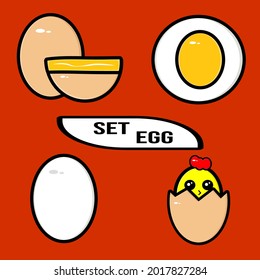 Illustration abstract set chicks and chicken eggs logo design character