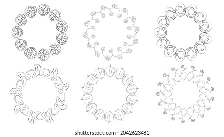 Illustration abstract Set hand drawn fruit frame vector graphic