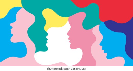 Illustration of abstract shapes of people faces