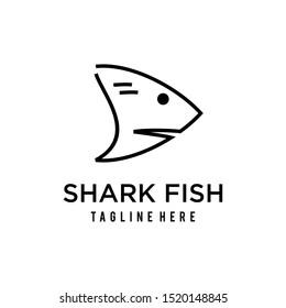 Illustration Abstract shark fish made modern geometric line art logo design