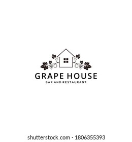 Illustration abstract sign house for production wine from grape fruit logo design template Vector icon