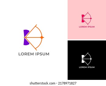 ILLUSTRATION ABSTRACT SIMPLE BOW ARROW LOGO DESIGN VECTOR